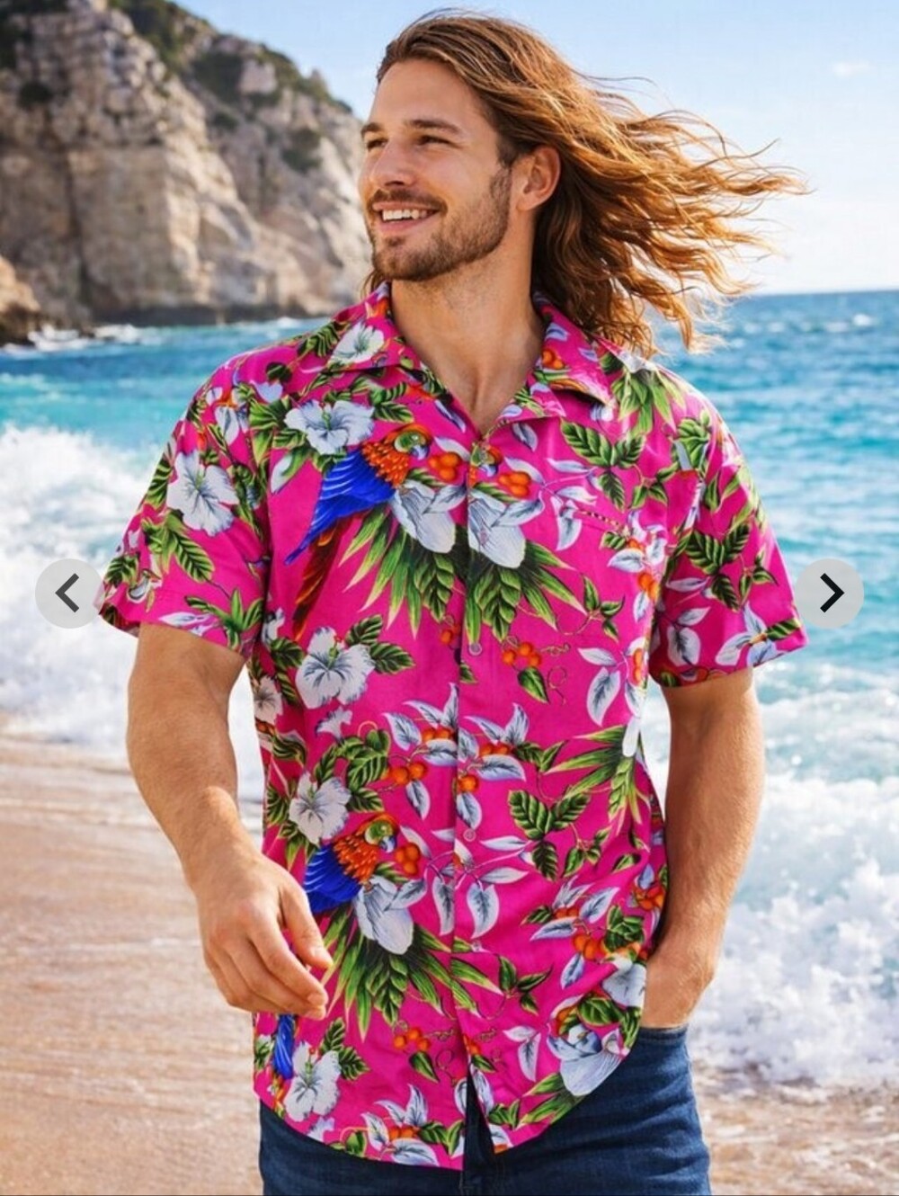 * King Kameha Hawaiian Shirt in Cherryparrot - Size Large Mens Unisex Womens